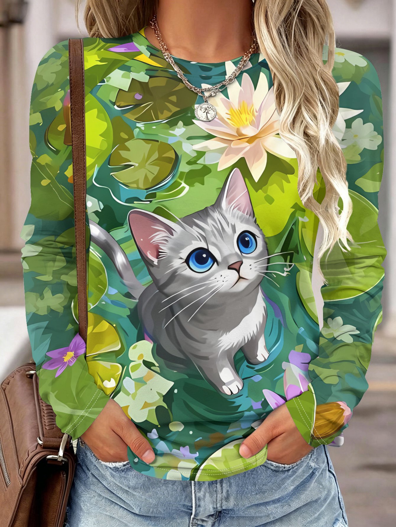 Women Long Sleeve Shirt Pocket - Wallpaper recension och pris