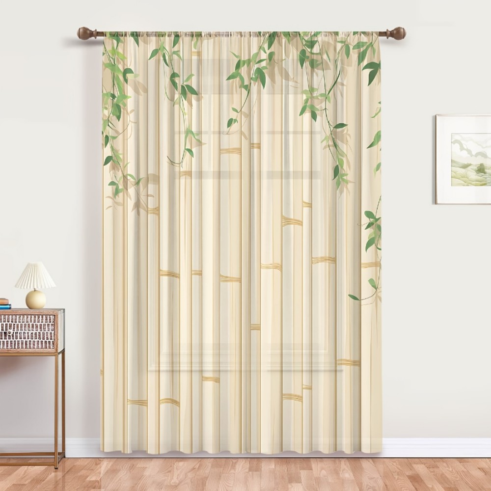 1PC Sheer Curtain Bamboo Green - Curtain Rods recension och pris