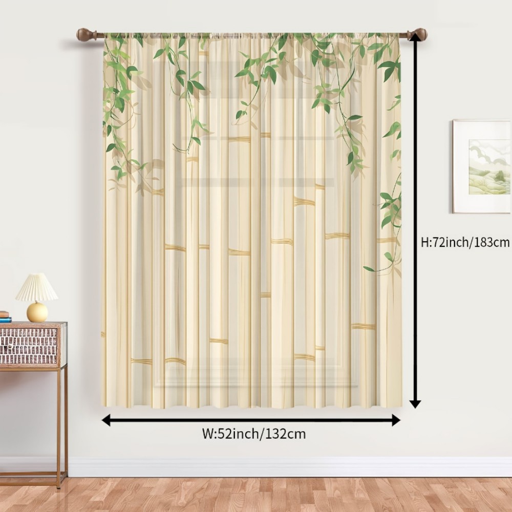 1PC Sheer Curtain Bamboo Green - Curtain Rods recension och pris