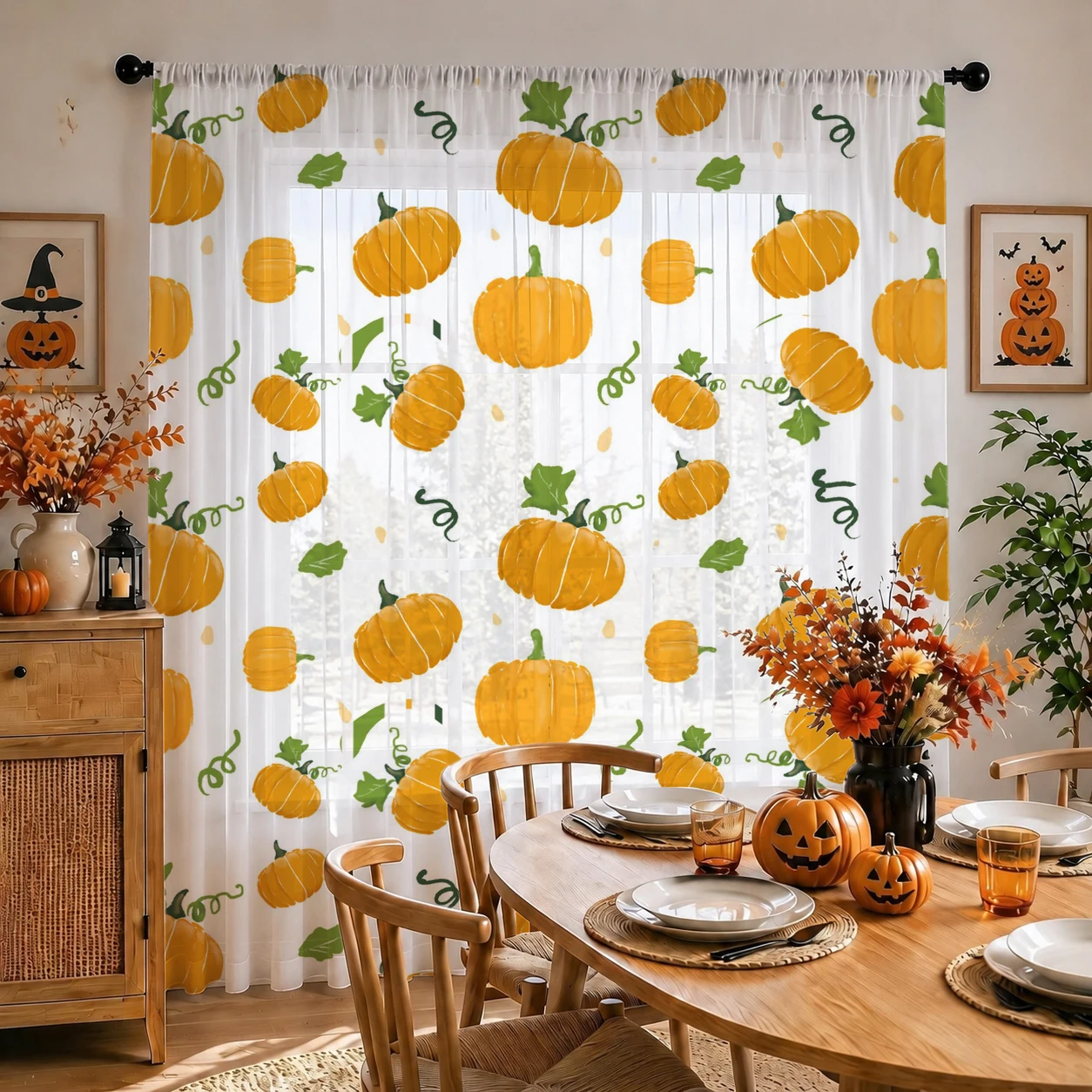Halloween Sheer Curtain Rod Po - Curtain Rods recension och pris